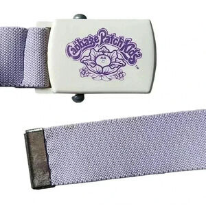 Vintage 1980s Cabbage Patch  Kids stretch belt youth plastic buckle purple 26" L
